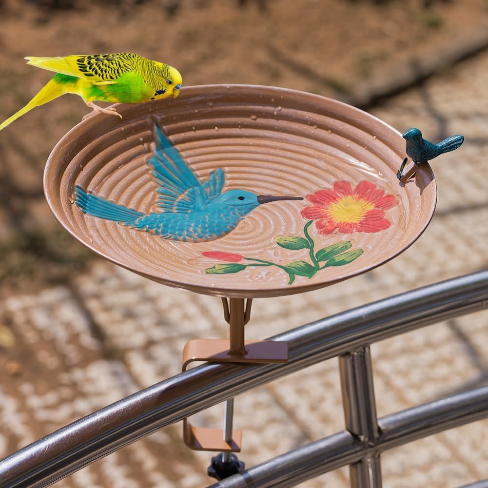 DREAMSOUL Deck Bird Bath + 13" Deck Mounted Bird Bath