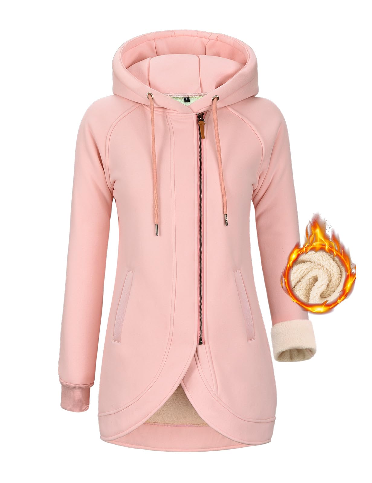 Lonya Sweat à Capuche Femme Manteau Chaud Hiver Veste Polaire Sweat a Capuche Zippé avec Poches Femme Manches Longue Femme Hoodies Sweatshirt