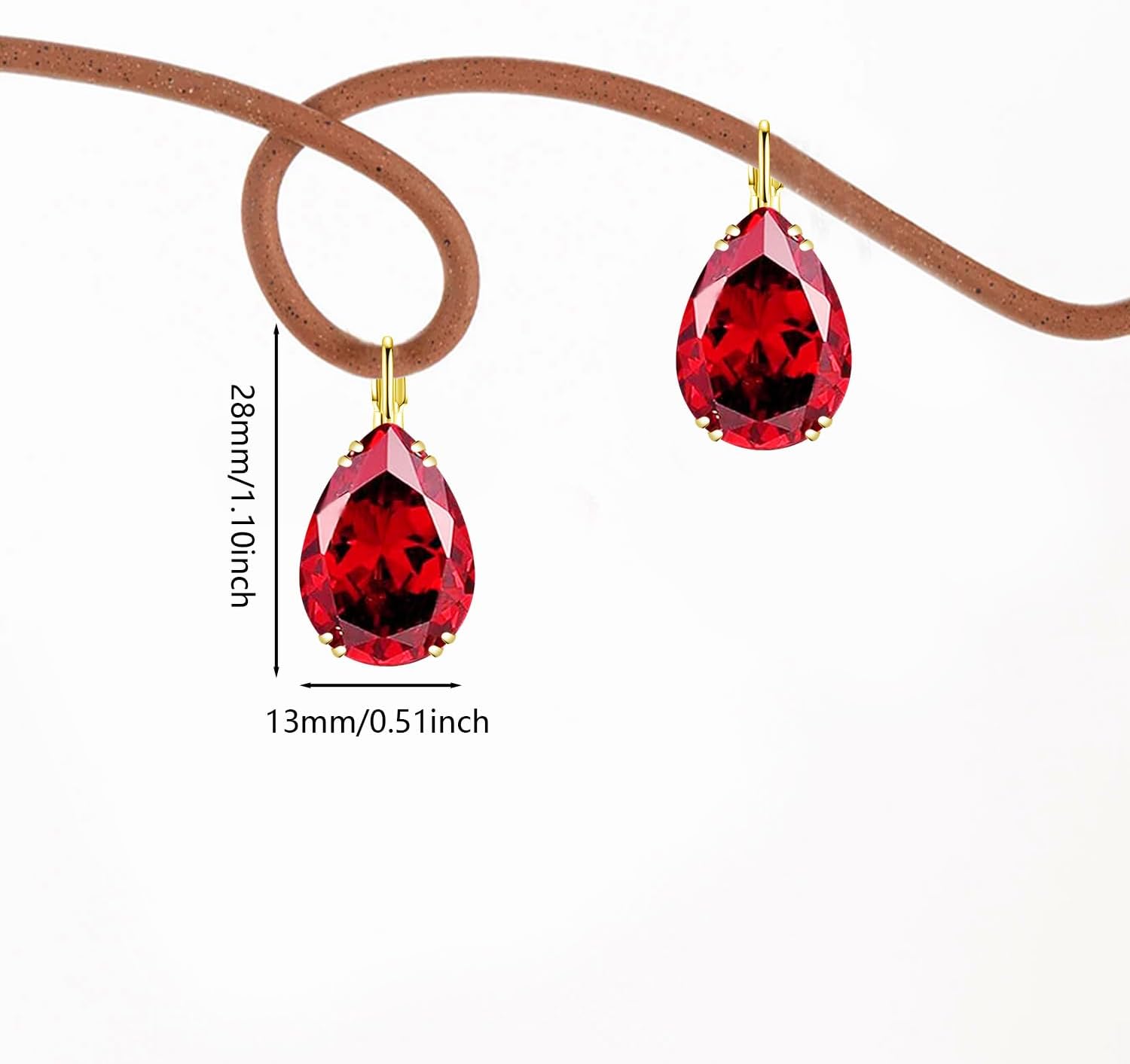 14K Gold Teardrop Crystal Leverback Earrings Sparkly Rhinestone Water Droplet Dangle Drop Earrings For Women - Image 5