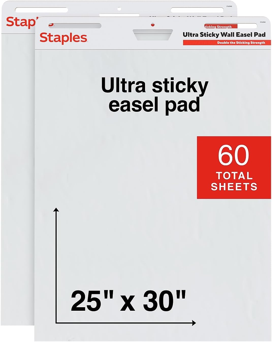 Staples Ultra Sticky Wall Easel Pad, 25" x 30", 30 Sheets/Pad, 2 Pads/Pack (ST62841)