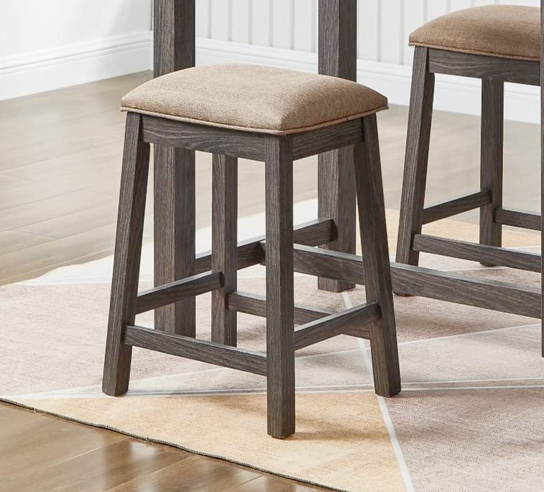 Set Of 2 Counter Height Swivel Stools 24 Inch Gray Faux Leather 24