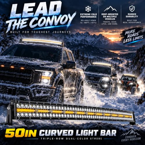 Image of 50Inch 288W Curved LED Light Bar White /Amber Flasing Six Strobe Modes