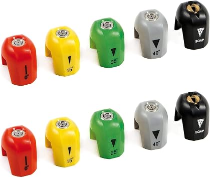 Sun Joe 5-Pack Quick-Connect Pressure Washer Spray Tips, Nozzle Attachment Set with 0,15, 25, 40 Degree & Soap Tip - Portable Power Attachments and Accessories for SPX Washing Machines, SPX3000-TPS