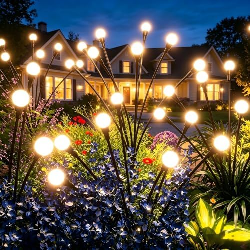 Urllyia Solar Lights Outdoor 4-Pack of 32 LEDs Solar Garden Firefly Light