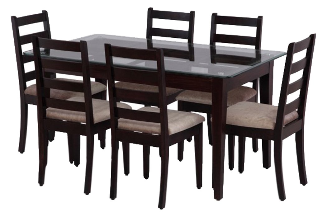 Ekbote Furniture DT01(5x3) XDC05 Six Seater Dining Table Set (Brown