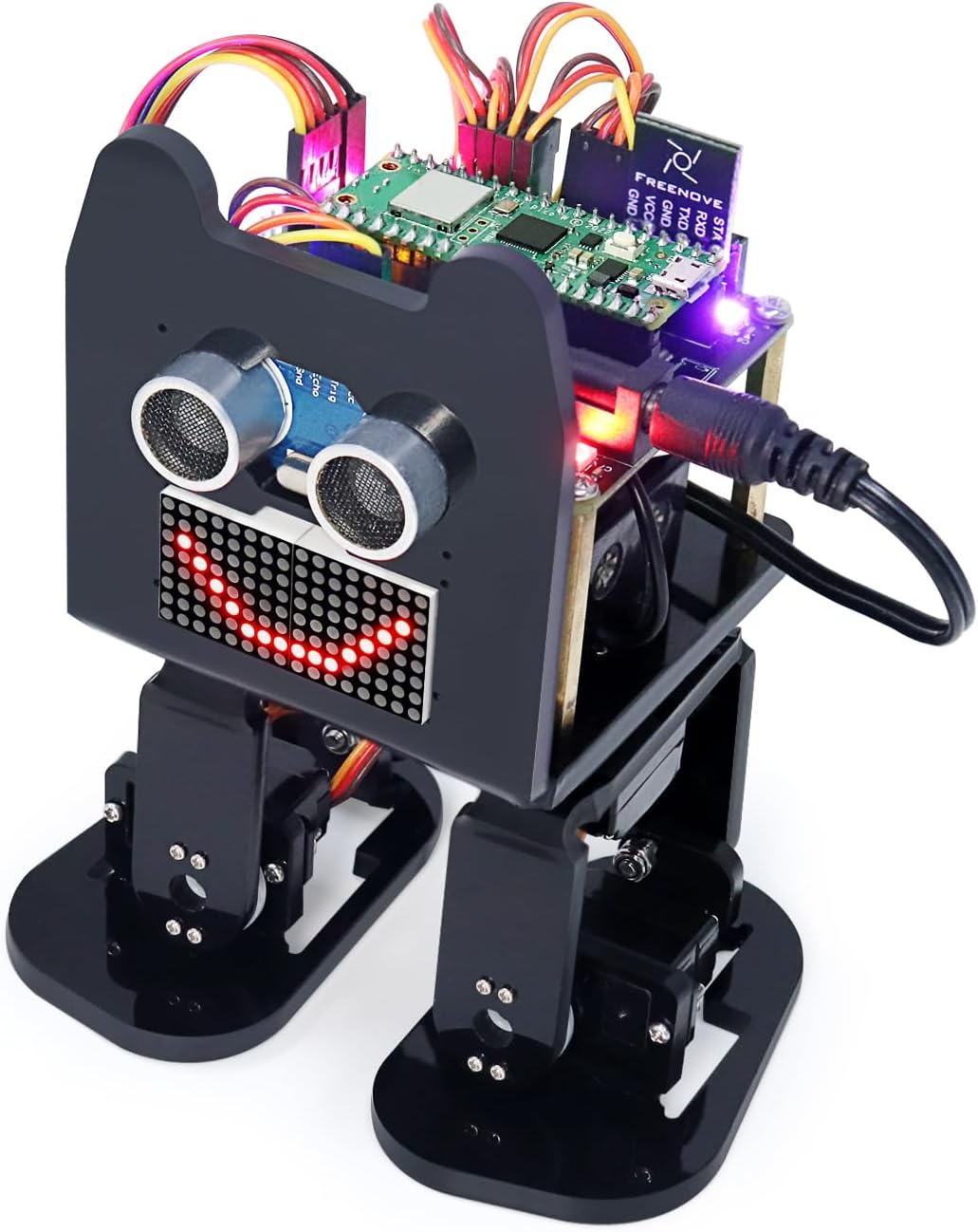 Bipedal Robot Kit for Raspberry Pi Pico W (Included) (Compatible with Arduino IDE), LED Matrix Expressions, Obstacle Avoidance, Colorful Lights, Buzzer, Speaker, App