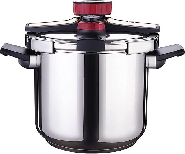 Large Capacity High Pressure Cooking Pot,304 Stainless Steel Explosion-Proof Pressure Cooker Suitable for Home Gas Induction Cooker,Silver-7L
