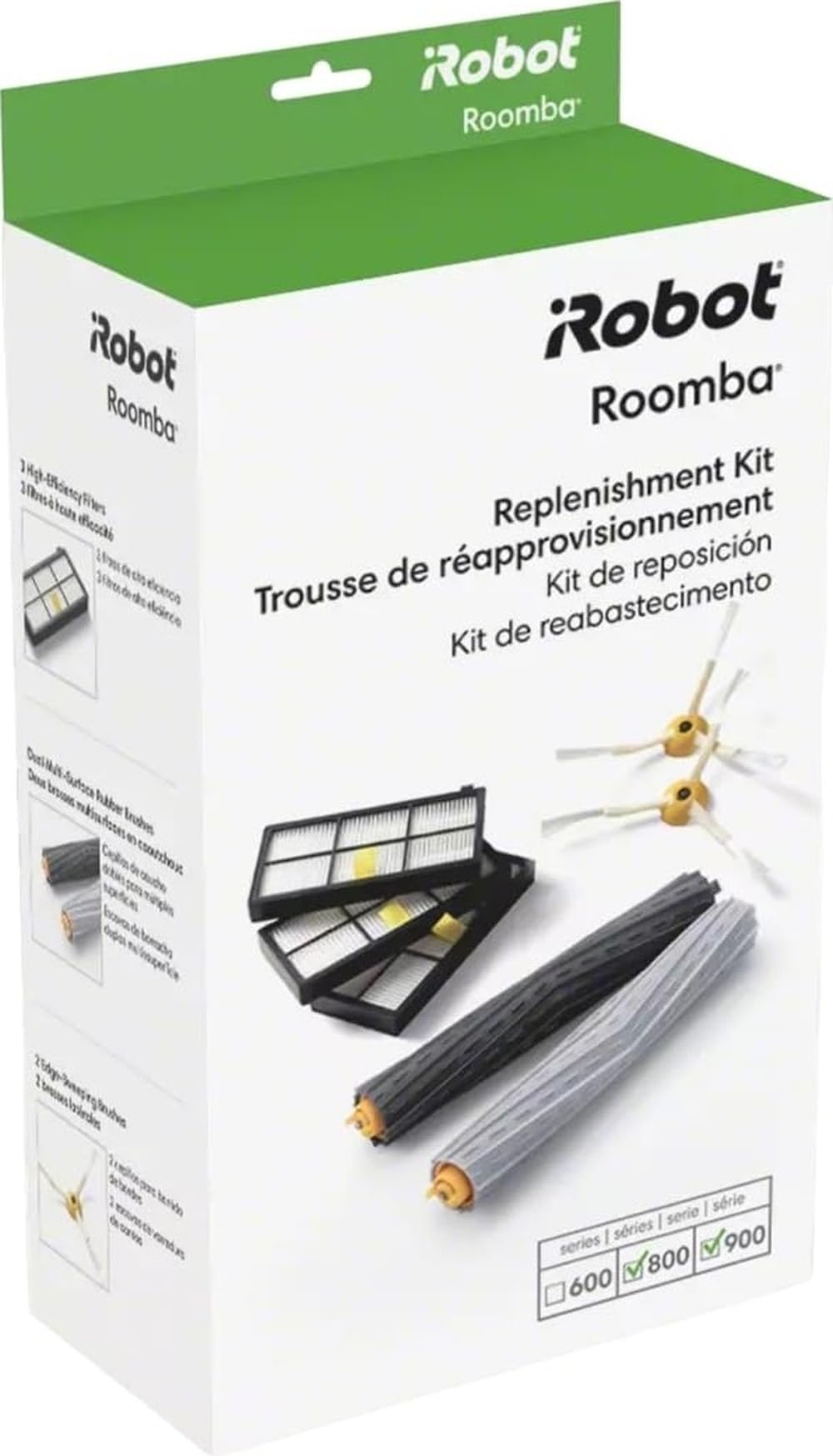 iRobot Roomba Authentic Replacement Parts - Roomba 800 and 900 Series Replenishment Kit (3 AeroForce Filters, 2 Spinning Side Brushes, and 1 Set of Multi-Surface Rubber Brushes) | 3 filters, 2 side brushes, multi-surface rubber brush set