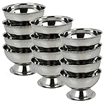 URBNLIVING Stainless Steel Dessert Bowls 170ml, Ice Cream Cups & Sundae Dishes for Pudding and Frozen Desserts (Set of 12)