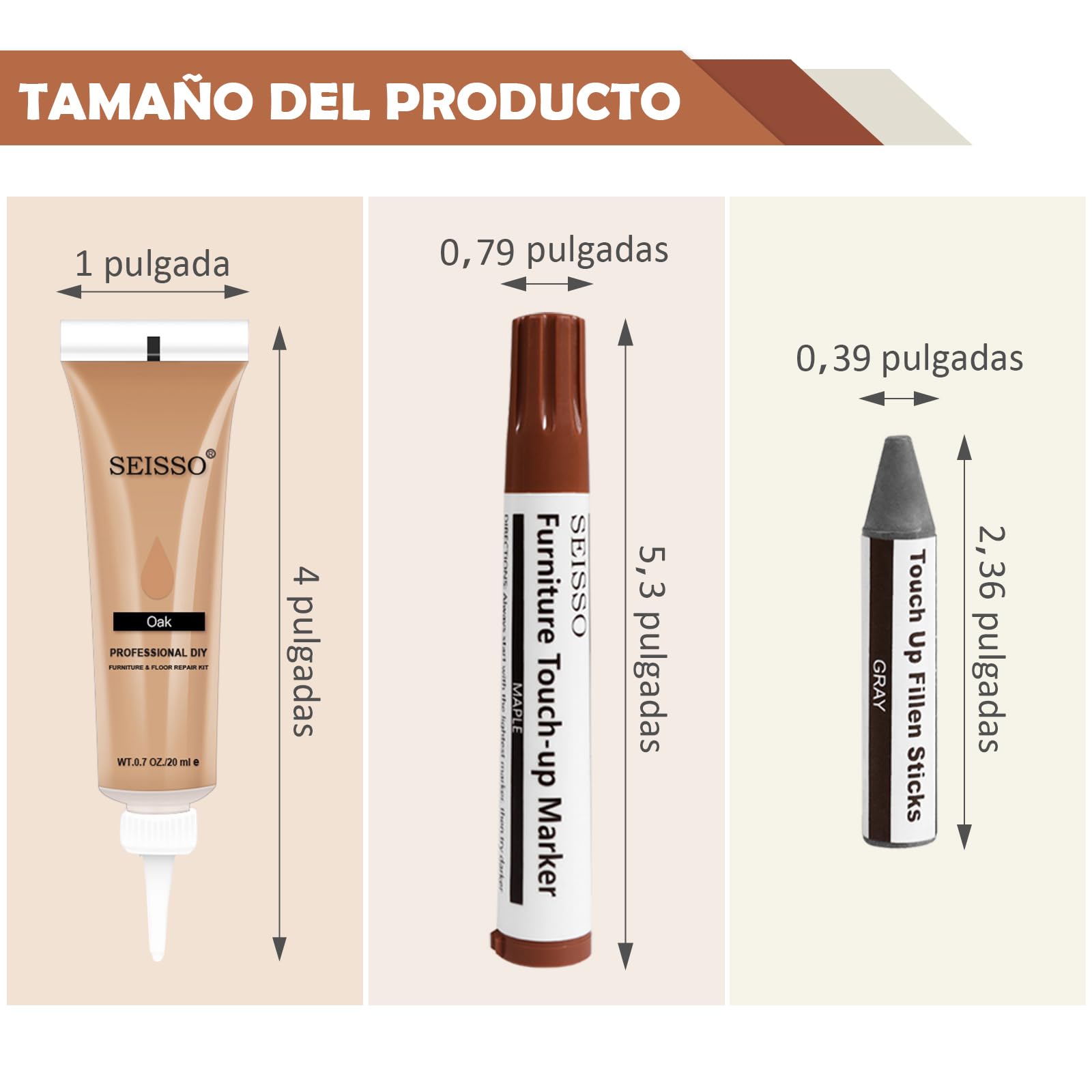 SEISSO Wood Furniture Repair Kit de Reparación de Muebles Para Madera y Marcadores de Madera, Juego de 42 Varillas de Cera con Kit de Reparación de Resina