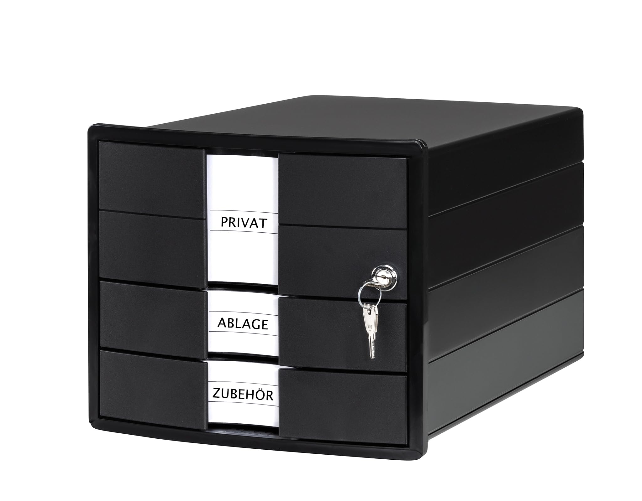 HAN 1018-13 Impuls Schubladenbox – abschließbar, 3 Schubladen (2 Standard, 1 extrahoch) für DIN A4/C4, schwarz