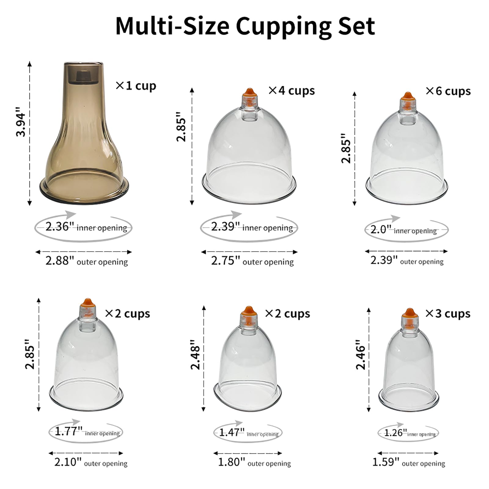 Juego de terapia de ventosas con 18 tazas de masaje para alivio del dolor, terapia física, kit de ventosas para terapia de masaje con bomba de vacío