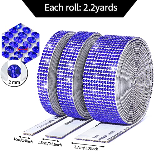 image for SNILOAW 3 Rolls/ 6.6 Yards Self-Adhesive Crystal Rhinestone Diamond Ri