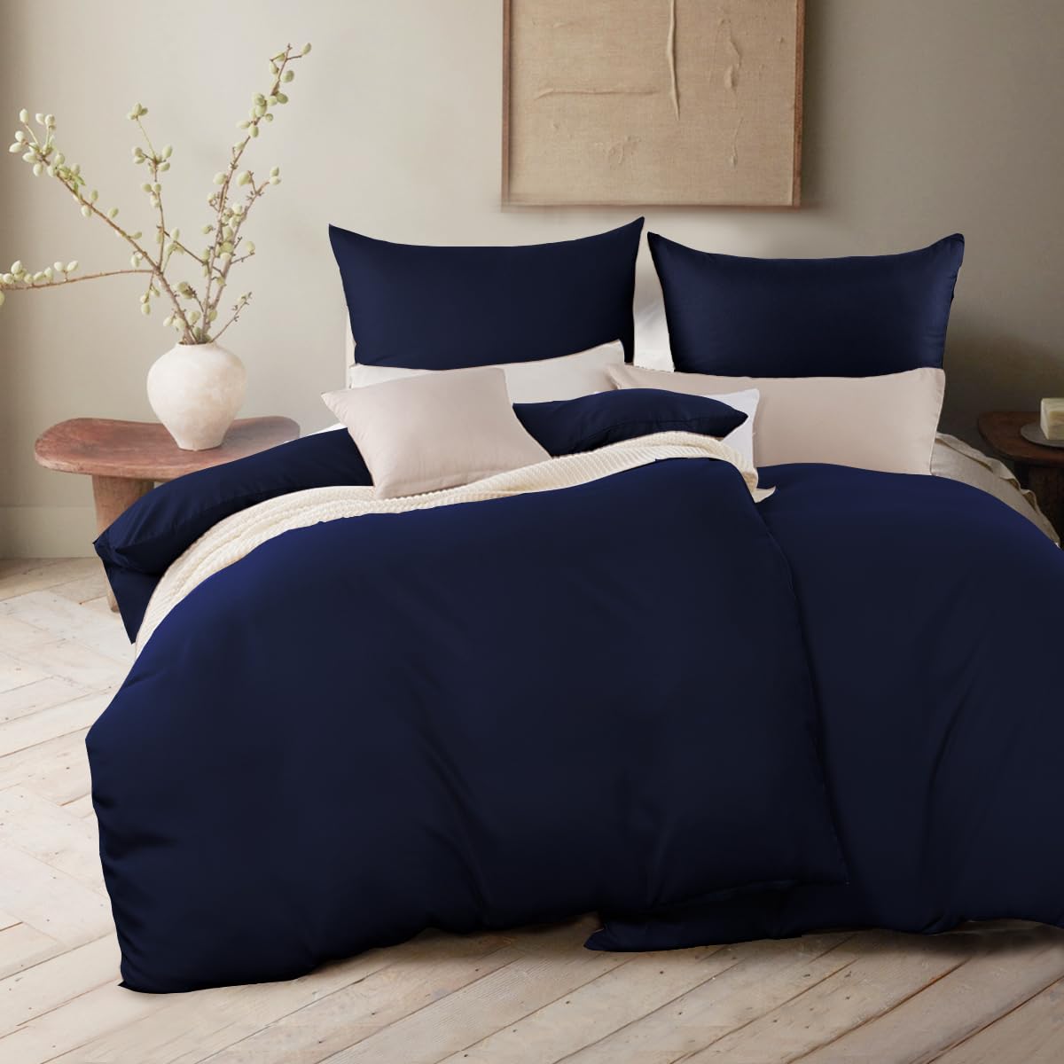 Juego De 2 Fundas De Almohada Sencillas Para Bebés, 30 X 40, 200 Hilos, Estampadas En Color Azul Marino En Polvo