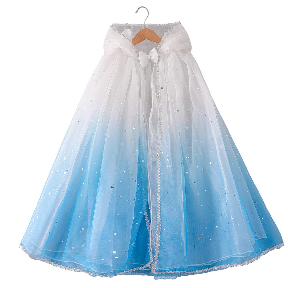Cape à Capuche En Tulle Pailleté Pour Fille 105 Cm - Rose | Idéal Halloween, Noël, Fête Princesse