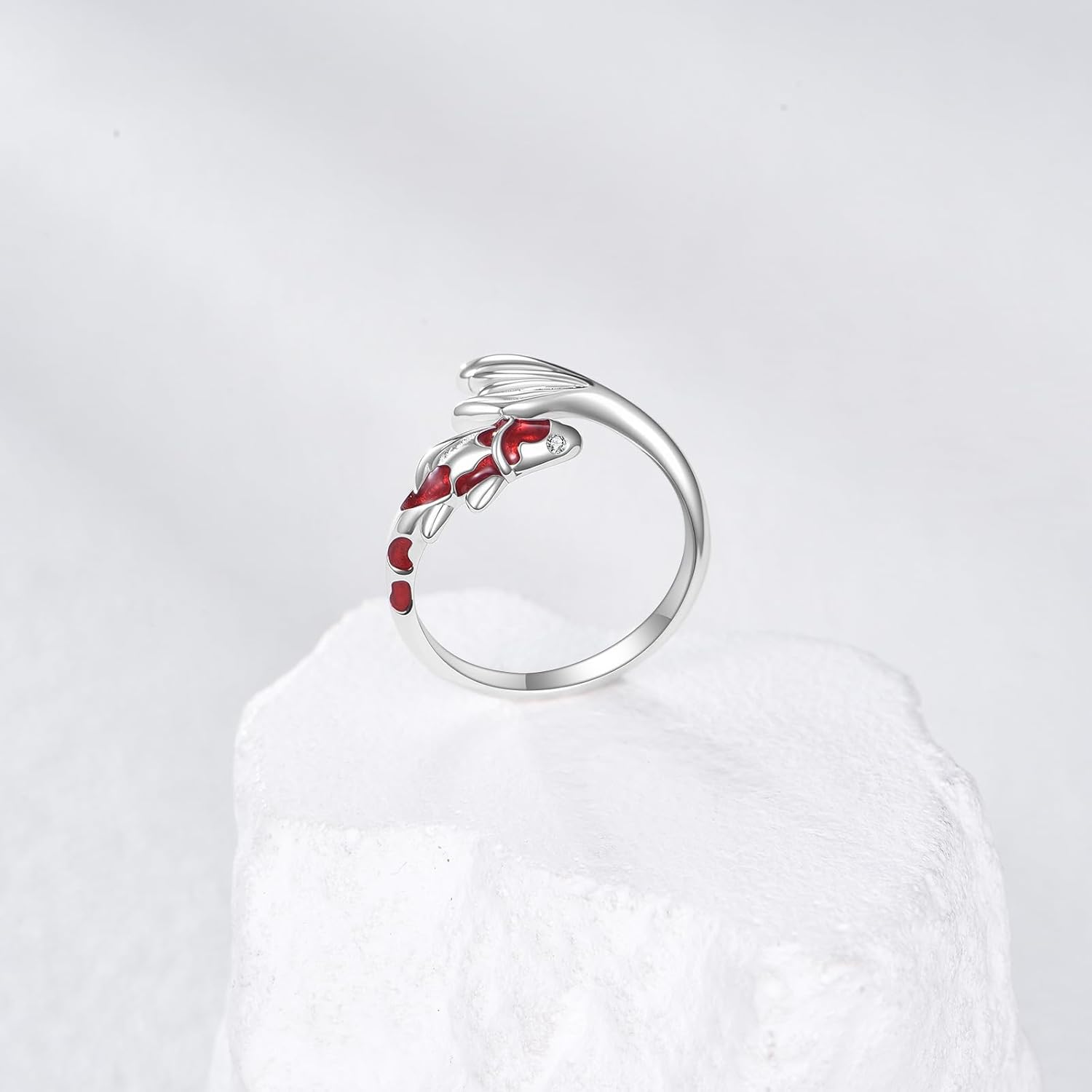 Koi Fish/Highland Cow/Raccoon Ring Sterling Silver Adjustable Open Ring Jewelry Gifts for Women - Image 5