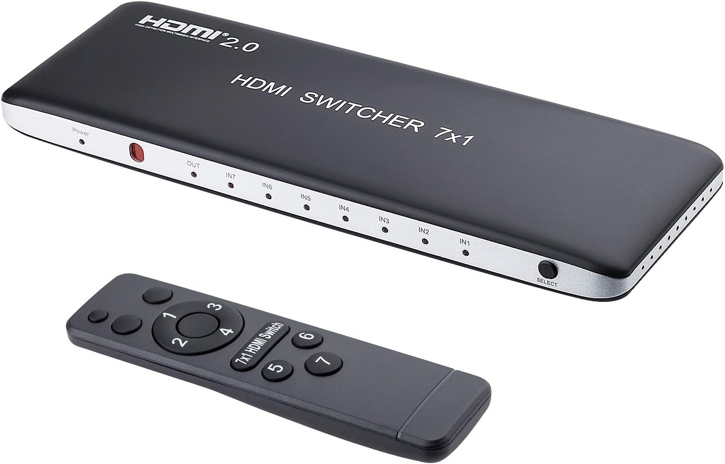 Kntiwiwo HDMI Switch 4K 60HZ HDR 7 Port with Remote Control HDMI Splitter Can be Connected to Game Box Projector DVD Player TV Support 3D
