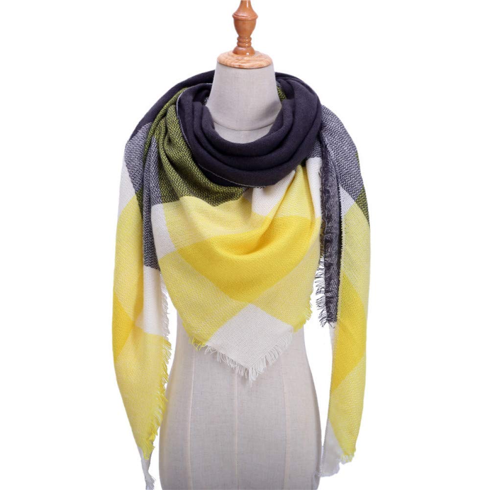 Écharpe chaude pour femmes type foulard triangle à carreaux contre le froid