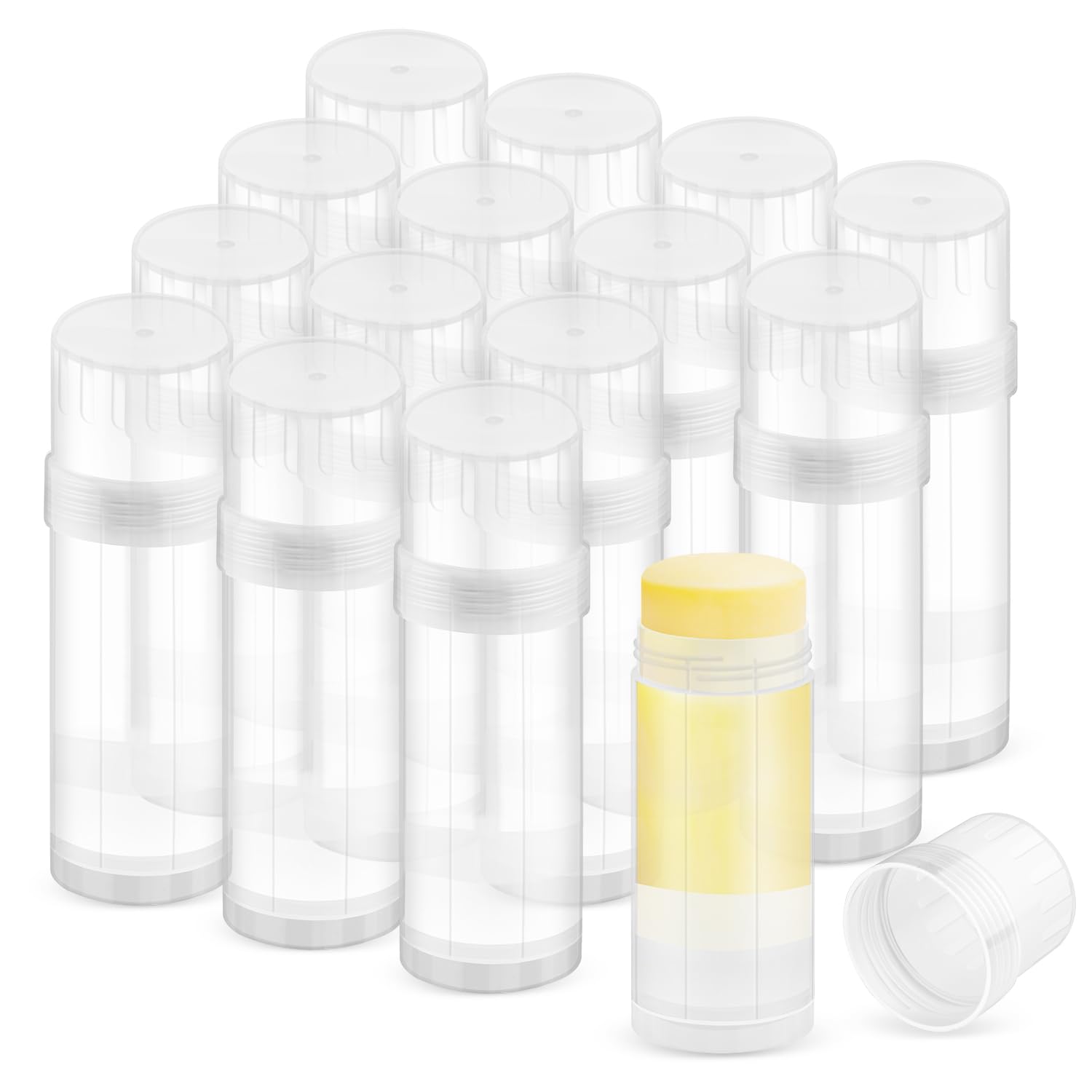 DMuuuDM 15 Pack 2 oz/60ml Plastic Deodorant Containers,Empty Round Twist-Up Solid Stick Tube Container for Homemade Deodorant,Shaving Soap Stick,Heel