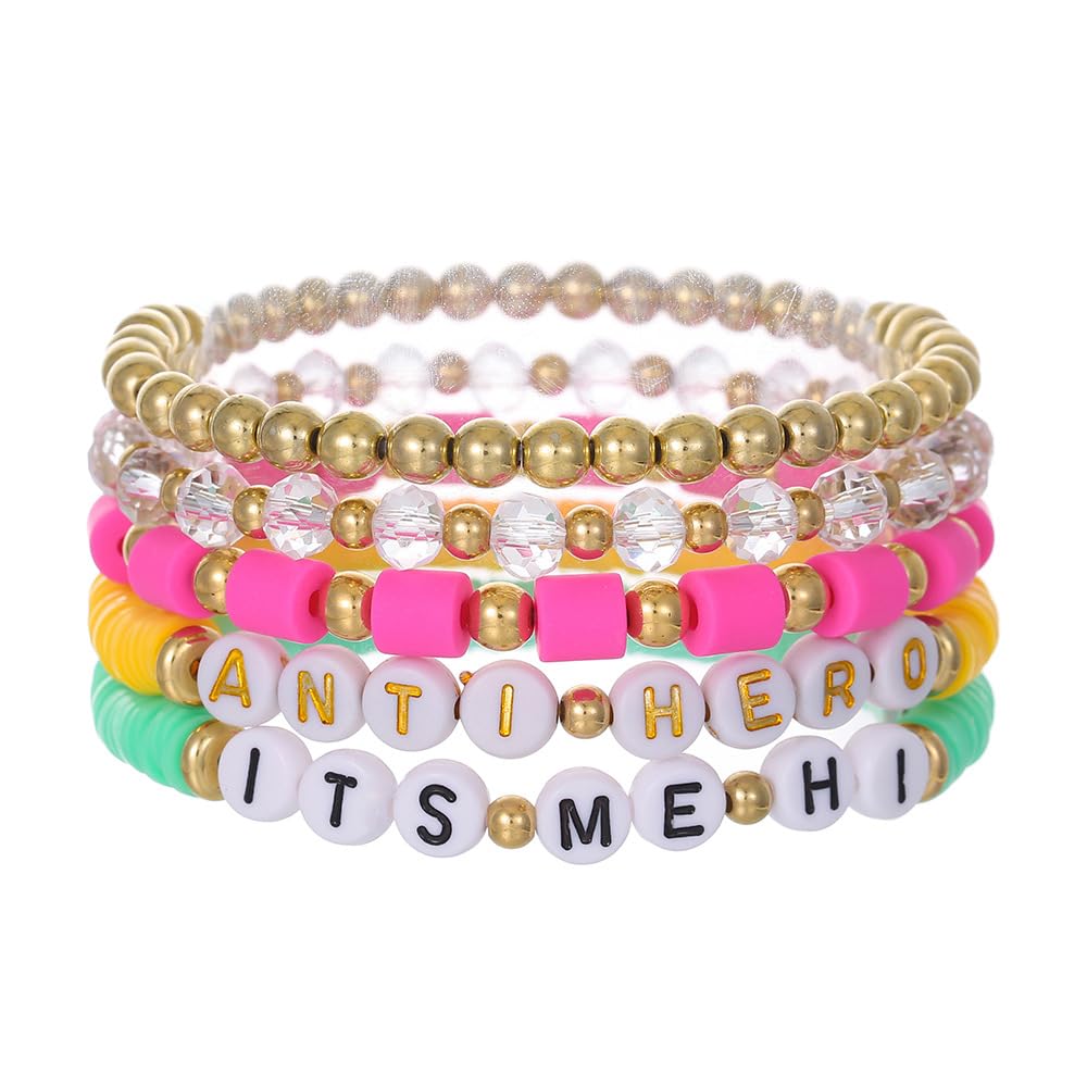 TOKSAMTaylo Inspired Bracelets for Women Girls Swiftie Concert Outfit Merch 1989 Fearless Anti Hero Lover Friendship Bracelet
