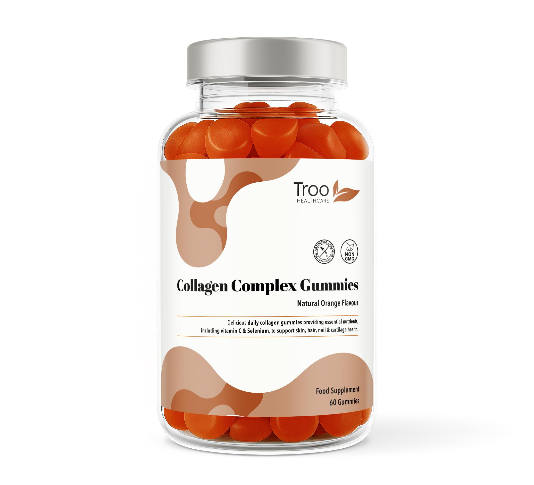 Collagen Complex - 60 Natural Orange Gummies - One Per Day Hydrolysed Collagen with Biotin, Vitamin C & Selenium - Three Months Supply – Healthy Skin & Hair for Men & Women