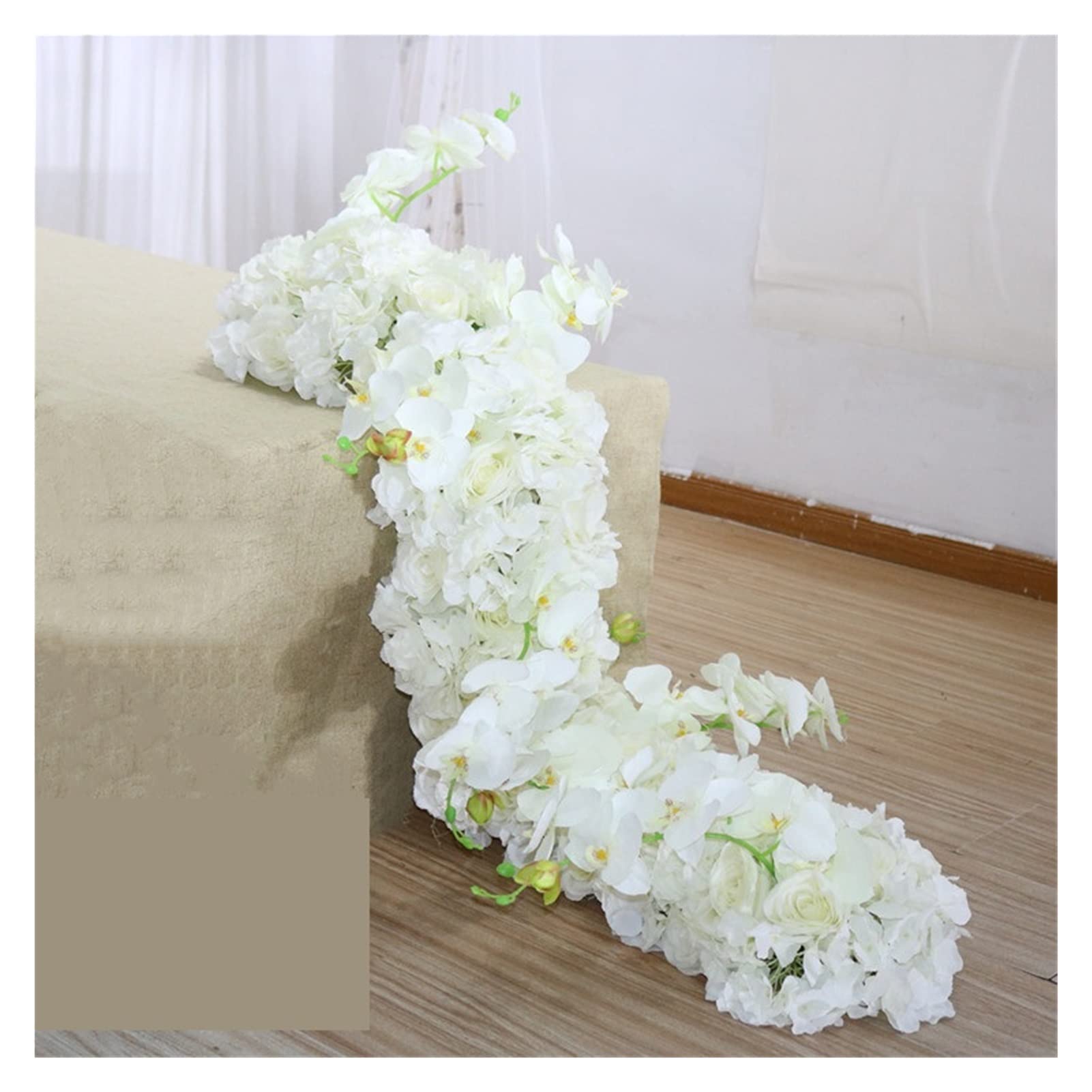 New 1M Orchid Hydrangea Strip Table Flower Banquet Artificial Flower Runner Party Event Wedding Decoration Flower Row Photo Props perfection (Color : A1)