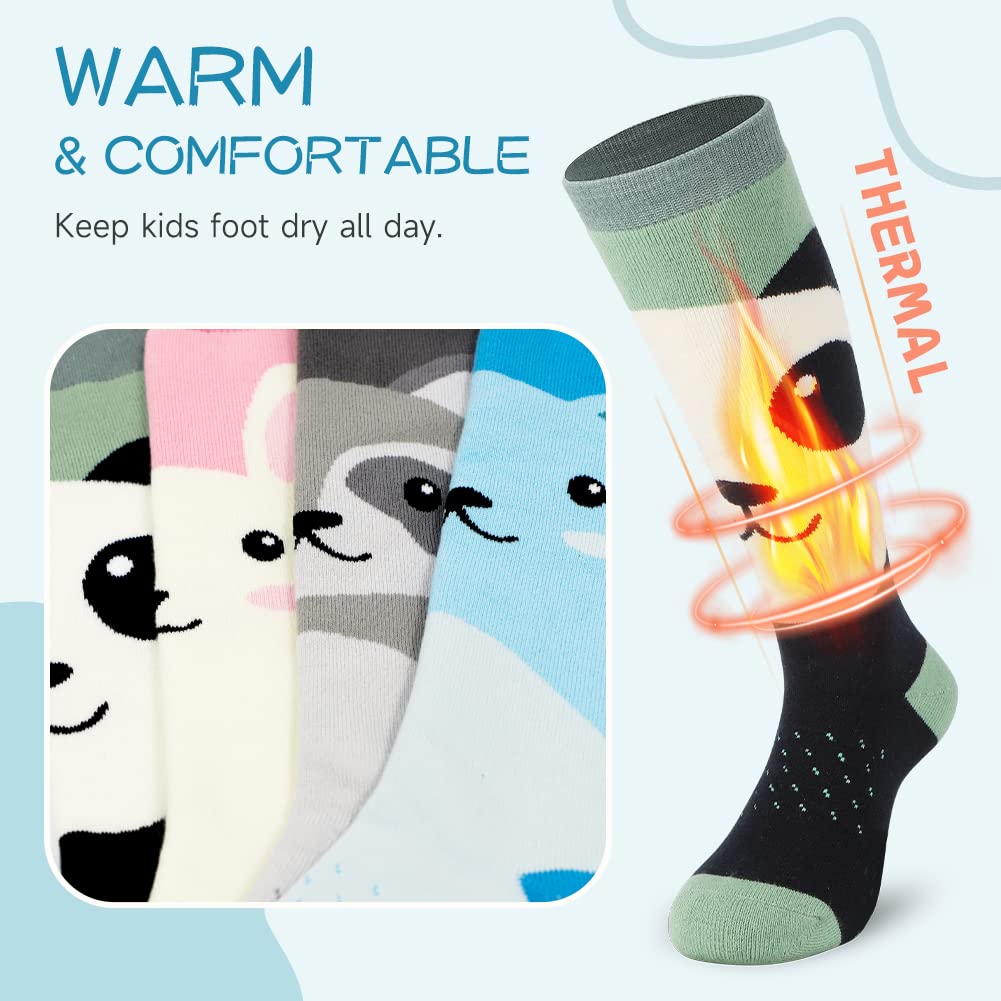Findway Chaussettes de Ski pour Enfants, Chaussettes Thermiques Douces de Haute Performance pour Garçons et Filles, 2 Paires de Chaussettes Hiver pour le Ski, le Snowboard, la Raquette, la Randonnée