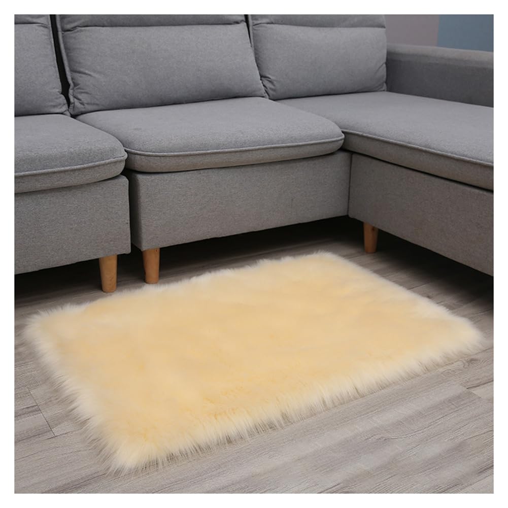 Tapis beige 60x150 cm lavable et antidérapant en fourrure