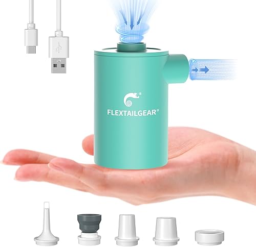FLEXTAILGEAR MAX Pump Bomba de aire portátil con batería de 3600mAH USB Bomba de aire recargable - Inflado y desinflado rápido para almohadillas de