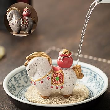 Resin Color-Changing Tea Pet Tang Horse,Handcrafted Kungfu Tea Set Feng Shui Decoration for Teatable Teahouse Ornament,Luckybag