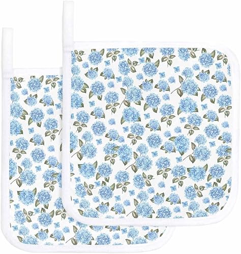 Miniatura 9 de 5 Packs Blue Flower Pot Holders Sets for Kitchen,Oven Pan Plate Bowl Pads Heat Proof Mat with Hanging Loop,Terry Cloth Potholders Soft Grip for
