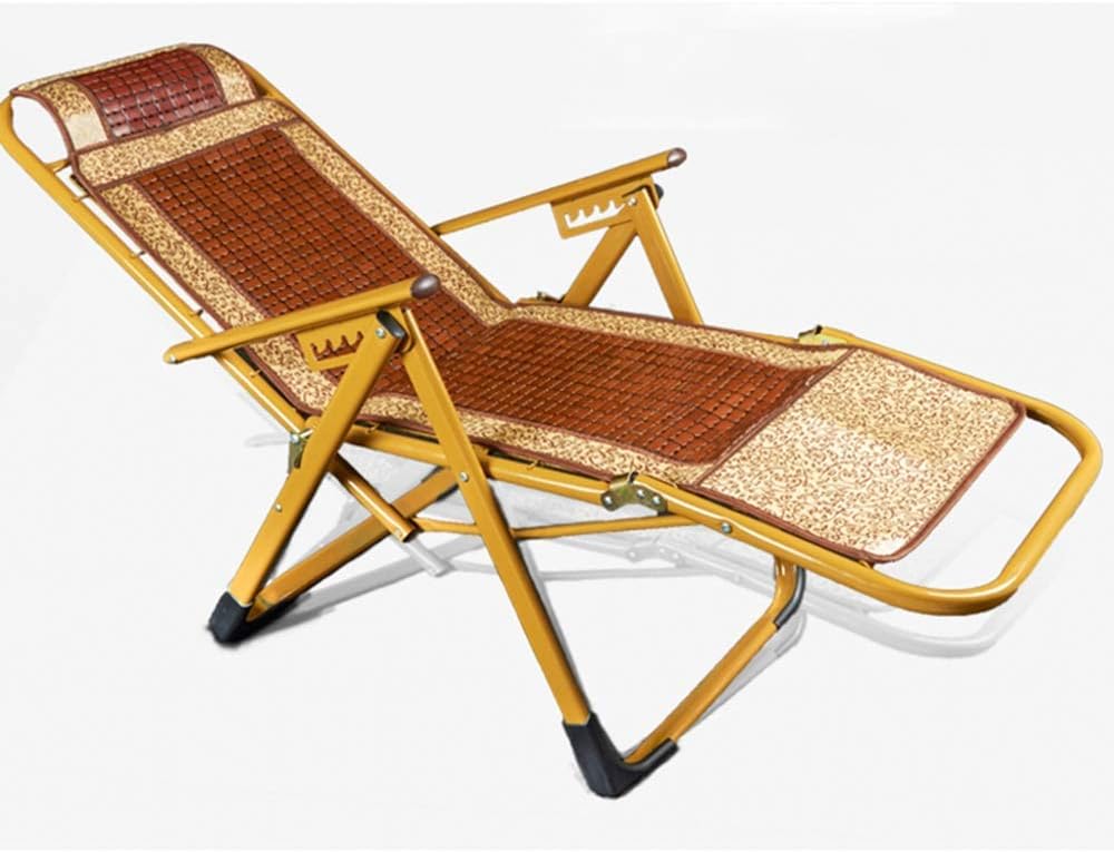 Patio Lounge Chairs Reclining Chair,Bamboo Seat Recliner Folding Chair Lunch Break Recliner Portable Chair Bamboo Leisure Chair 69 * 48 * 97cm