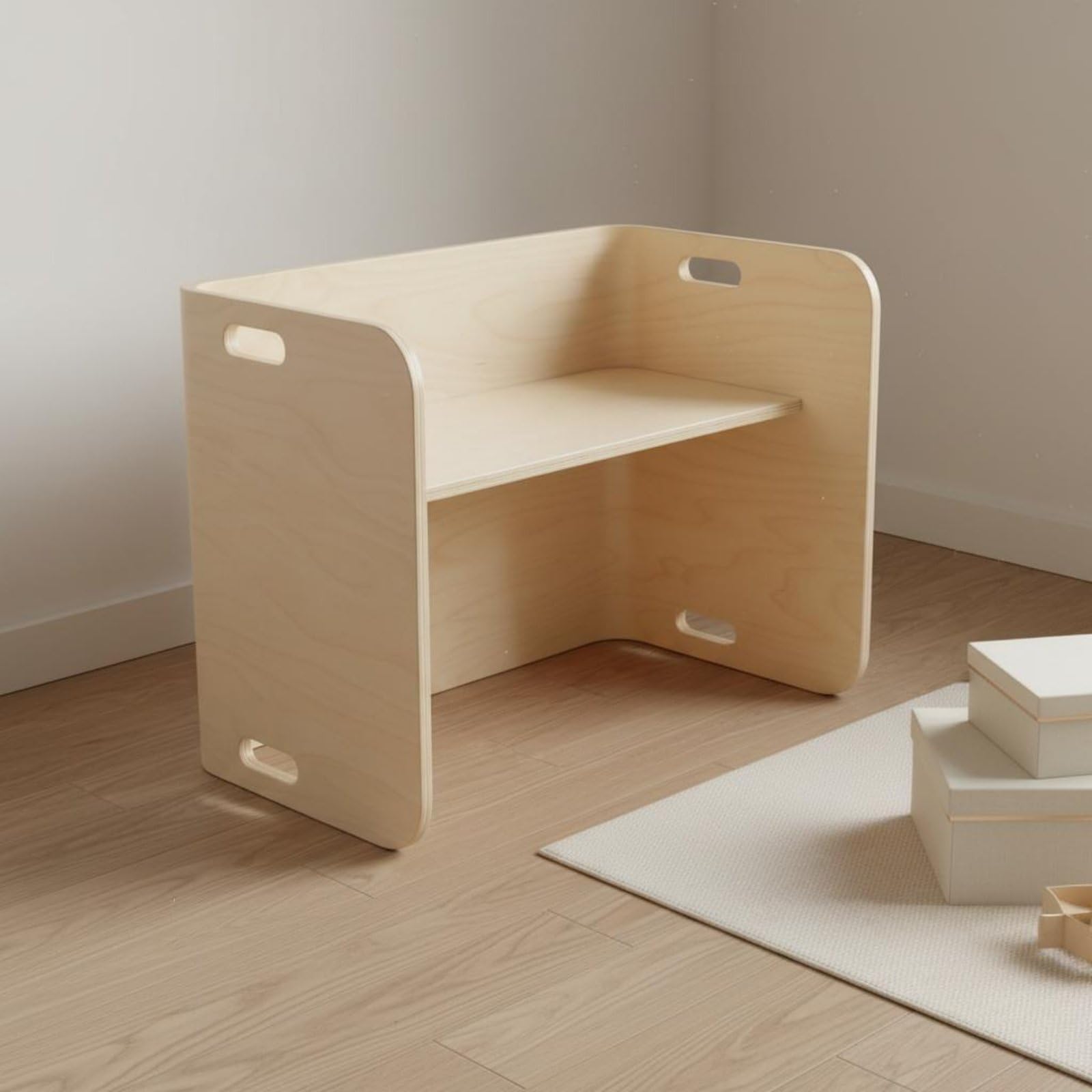 Escritorio Infantil Semicircular Mesa de Estudio Conjunto con Silla Diseño Curvo con Bordes Redondeados y Ranuras de Mano Adecuado para Guardería Aula Sala de Juegos Lectura Dibujo Merienda
