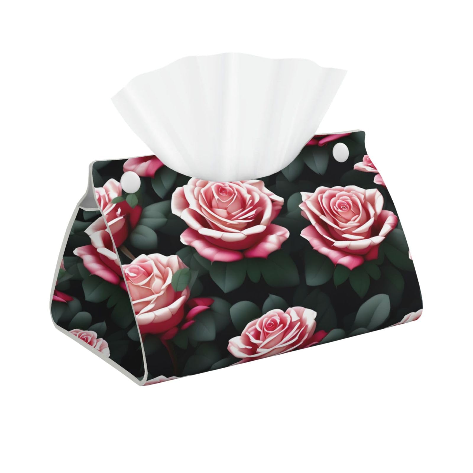 Rose Flower Of Many Fans Print Long Tissue Box Cover Tissue Dispenser Box For Living Room, Office, Car, Bathroom