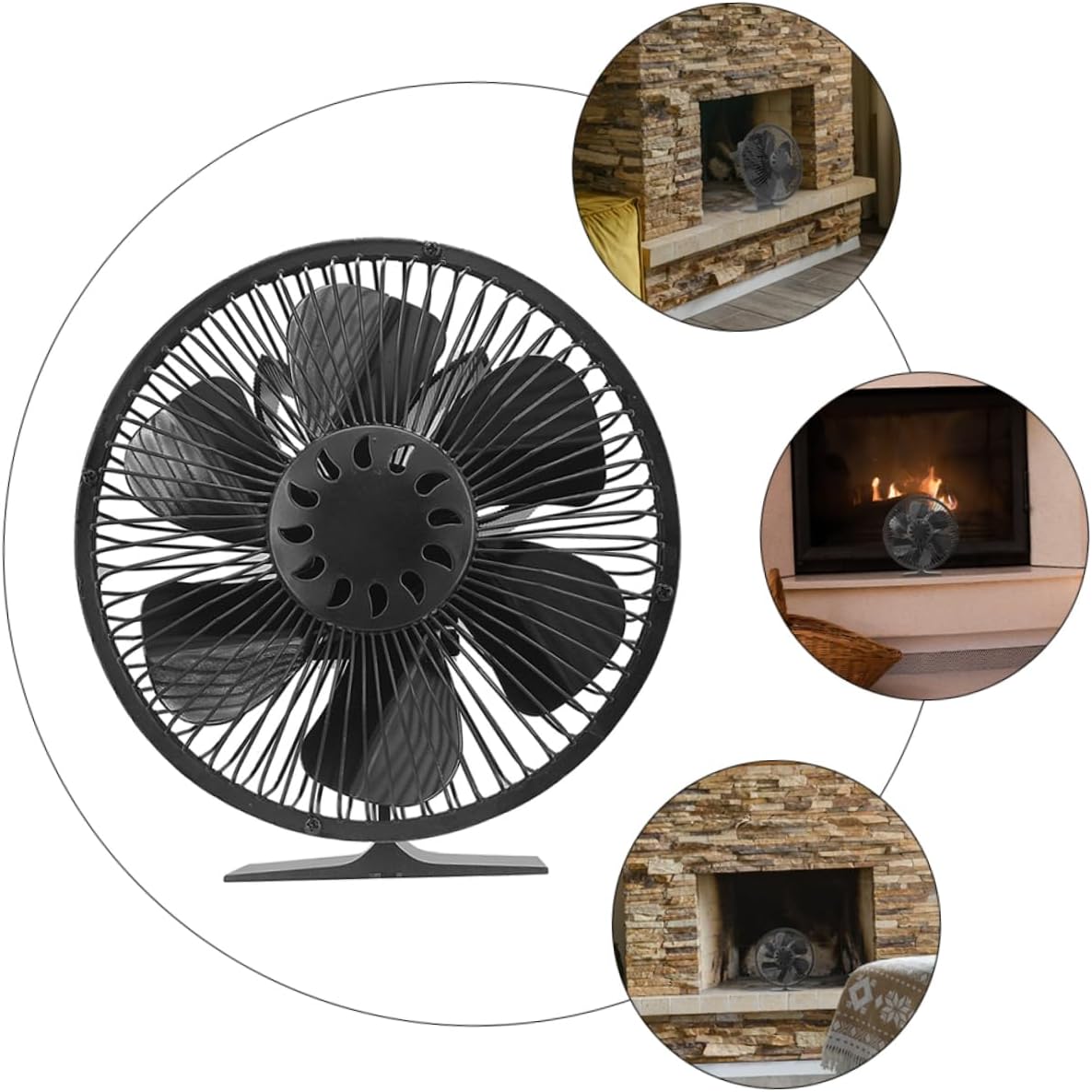 Didiseaon Fireplace Fan Stove Burner Fan Heat-powered Aluminum Alloy Easy to Use