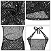 Women's Elegant Sheer Mesh Maxi Dress Sparkly Sequins See Through Halter Cowl Neck Backless Long Dresses Party Outfits Black