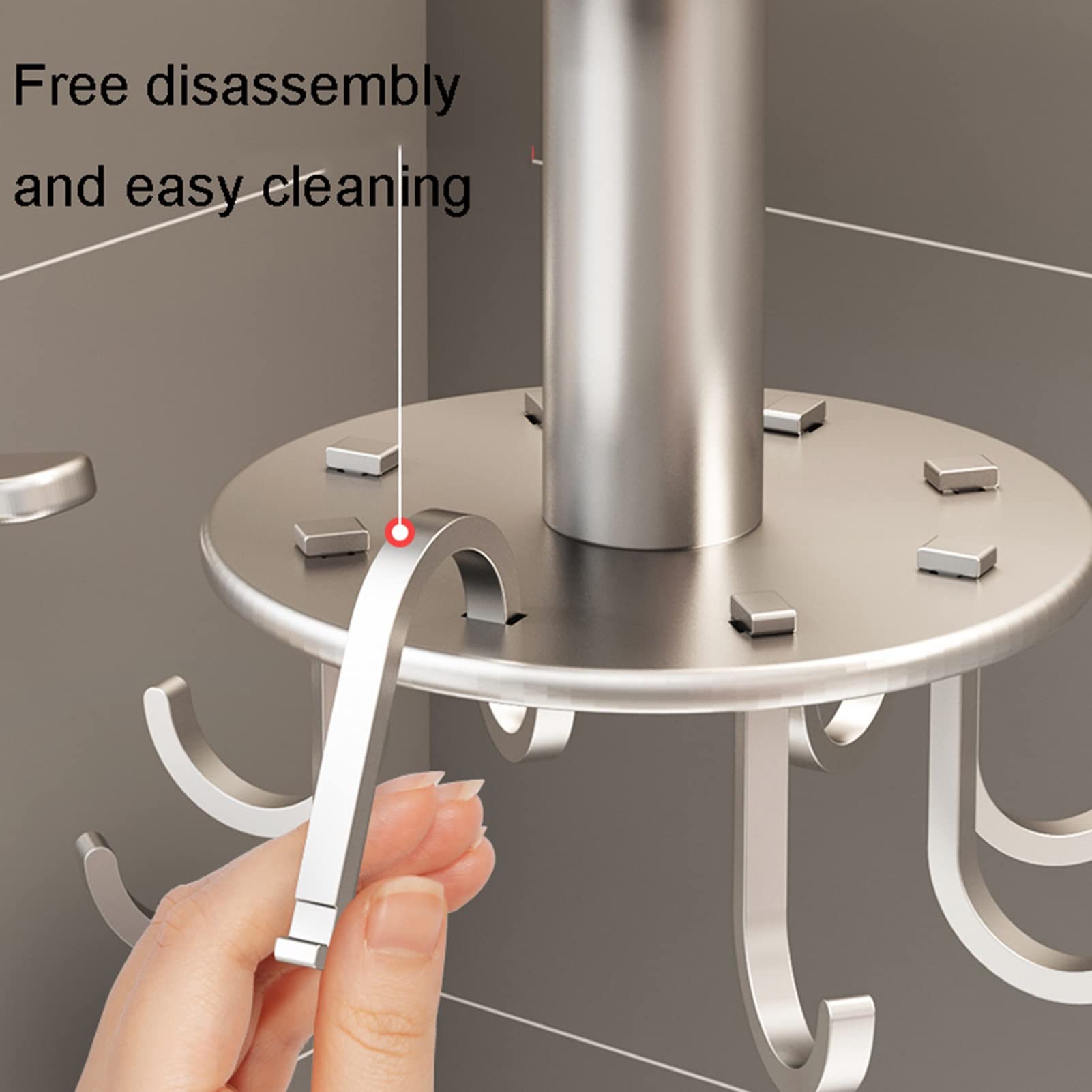 Estante de Utensilios de Cocina de Aluminio Espacial Holrd 360 Rotation Ganchos, Montado en la Pared, para Cuchara de Espátula, Tazas de Medición, Taza de Café/un Color/14 * 13 * 5Cm