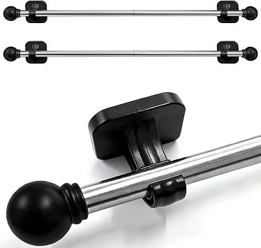 2 Pack Magnetic Curtain Rod for Metal Doors, French Door Curtain Rods Adjustable from 17 to 40 Inch, Magnetic Cafe Curtains Rod, No Tool and Easy Installation, Renter Friendly Upgrades,Black