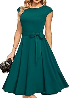 DRESSTELLSWomen's Cocktail Dresses, Formal Wedding Guest Church Modest Graduation Party Prom Dress 2025, Turquoise, Medium