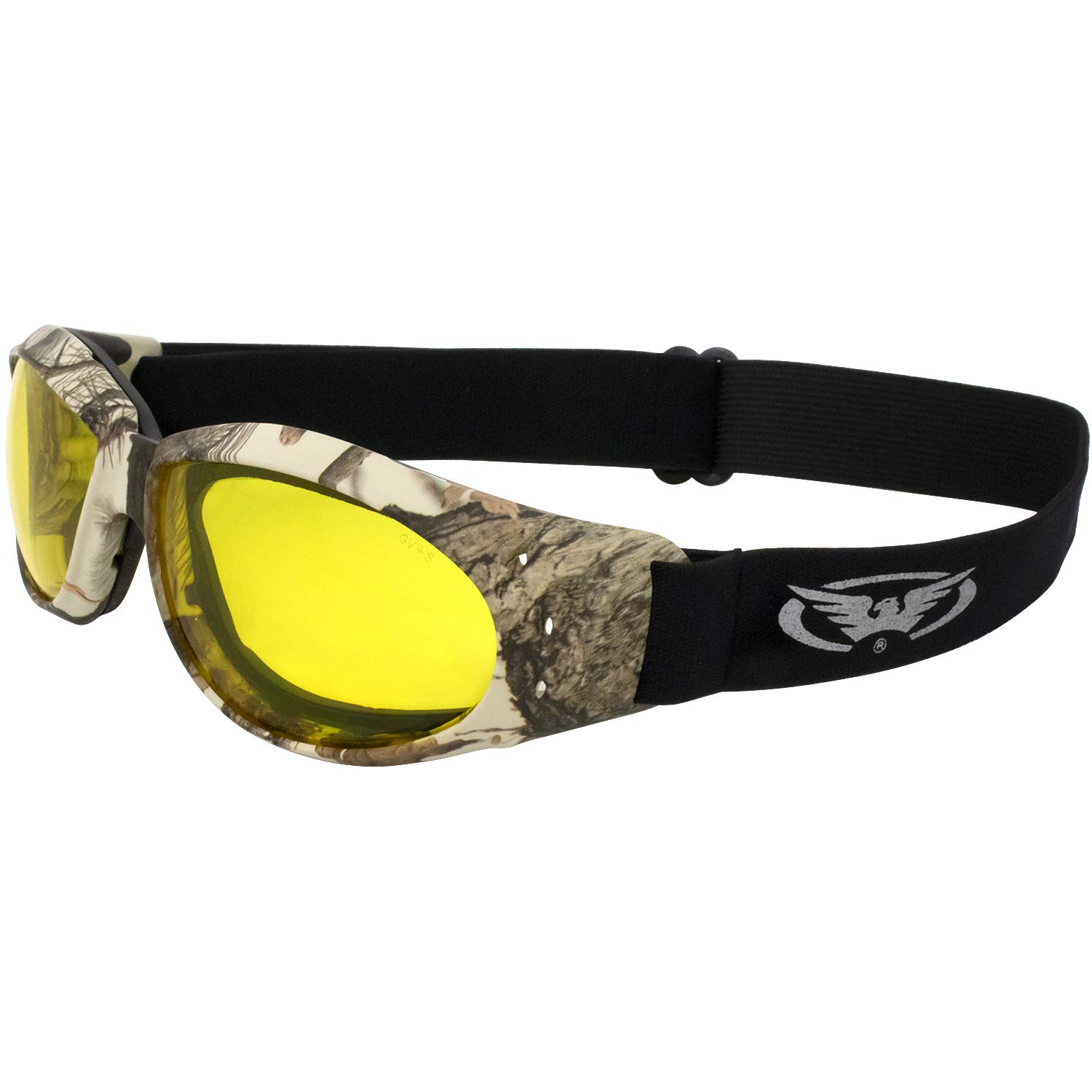Global Vision Eyewear ELIM PINE CAMO Z 88 YT Eliminator Safety Goggles, Yellow Lens, Frame, Pine Camo