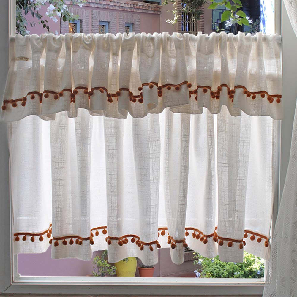 Cortina corta rUrEu blanca para cocina estilo americano rural de 200x50 cm para el hogar