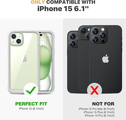 Miniatura 587 de Diaclara - Funda diseñada para iPhone 14 Pro Max, resistente, de cuerpo completo, con protector de pantalla sensible al tacto y antiarañazos + Blanco