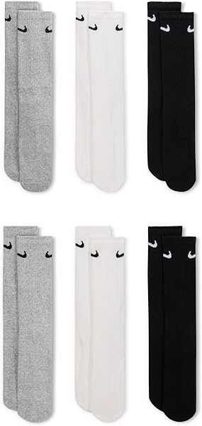 Nike Unisex Adult Everyday Cushioned Training Crew Socks (6-Pack) | Mens and Womens