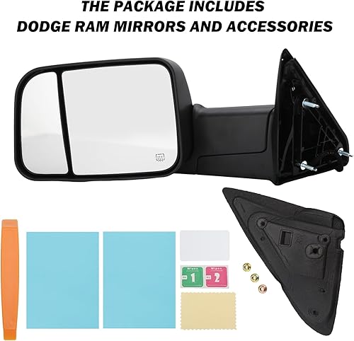 Miniatura 4 de Espejo con calefacción eléctrica compatible con Ram 1500 2500 3500 2009-2018 con luz de giro LED plegable, luces de charco (juego de unidades)