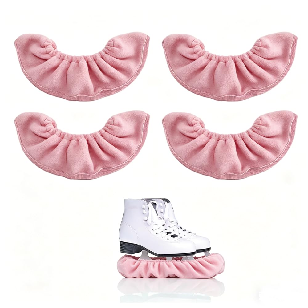Zavqiro 2-pair Cut-Resistant Ice Skate Blade Covers | Pro Fleece Lining for Absorption & Rust Prevention | Universal Fit for Hockey & Figure Skates | Soft Soakers (PINK)