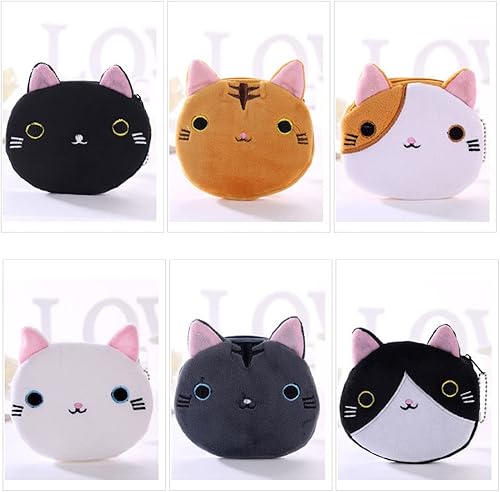 Miniatura 4 de MIAO JIN 12 piezas de dibujos animados gato cara bolsa monedero cremallera monedero monedero monedero lindo baratija joyería bolsa de regalo