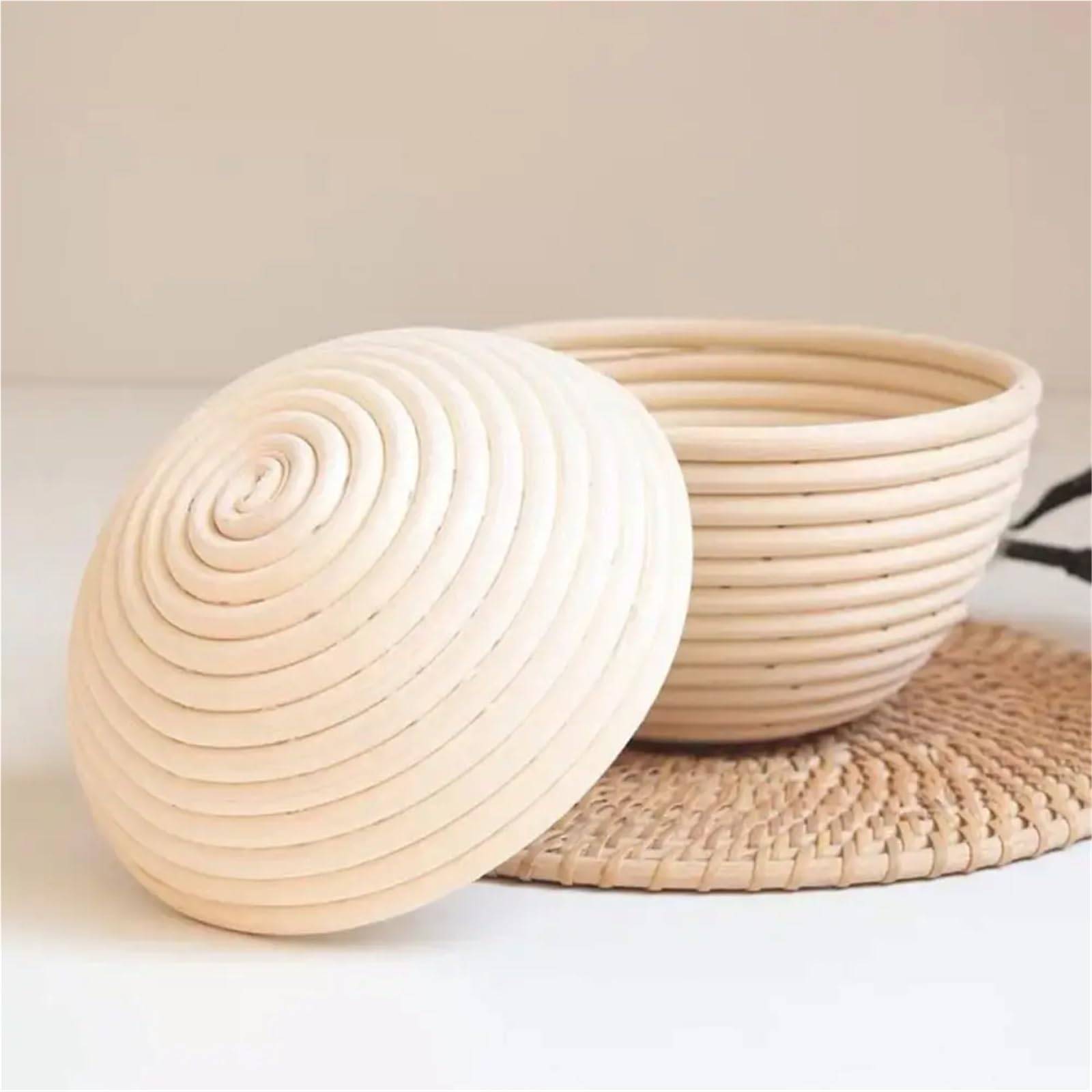 Cestino Per La Lievitazione Del Pane Cestino for lievitazione del pane, 2 pezzi, for pasta madre, cestino in rattan naturale for la cottura del pane Per Cuocere Il Pane(18x9cm)