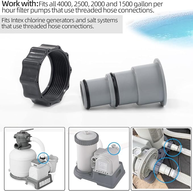 Adaptador de manguera para piscina con collar, pack de 4 miniatura 4