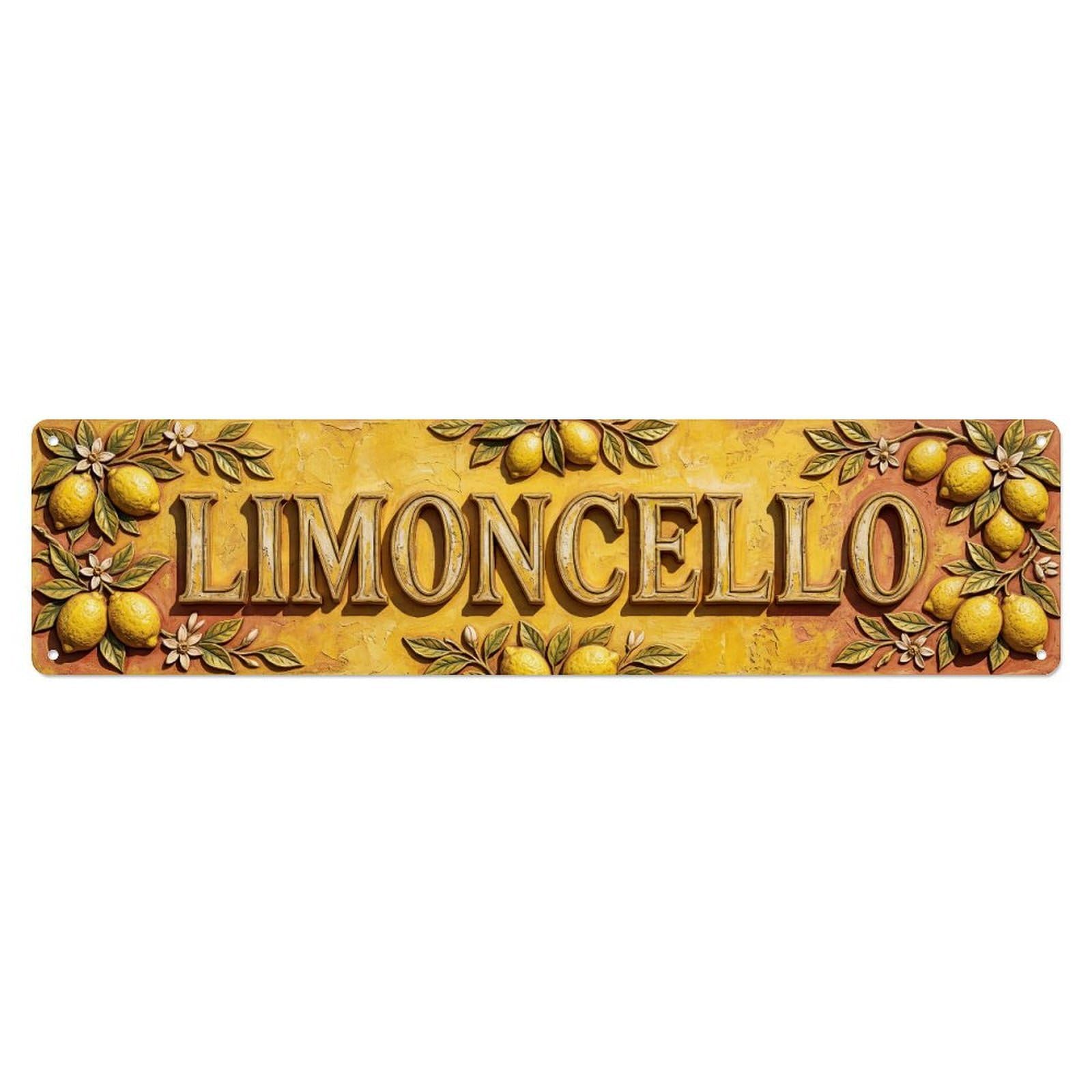 Limoncello Pure Relief Italian Metal Tin Skinny Sign Plaque Wall Decor for Cafe, Club Bar, Office, Home Garden Metal Poster 4x16Inch