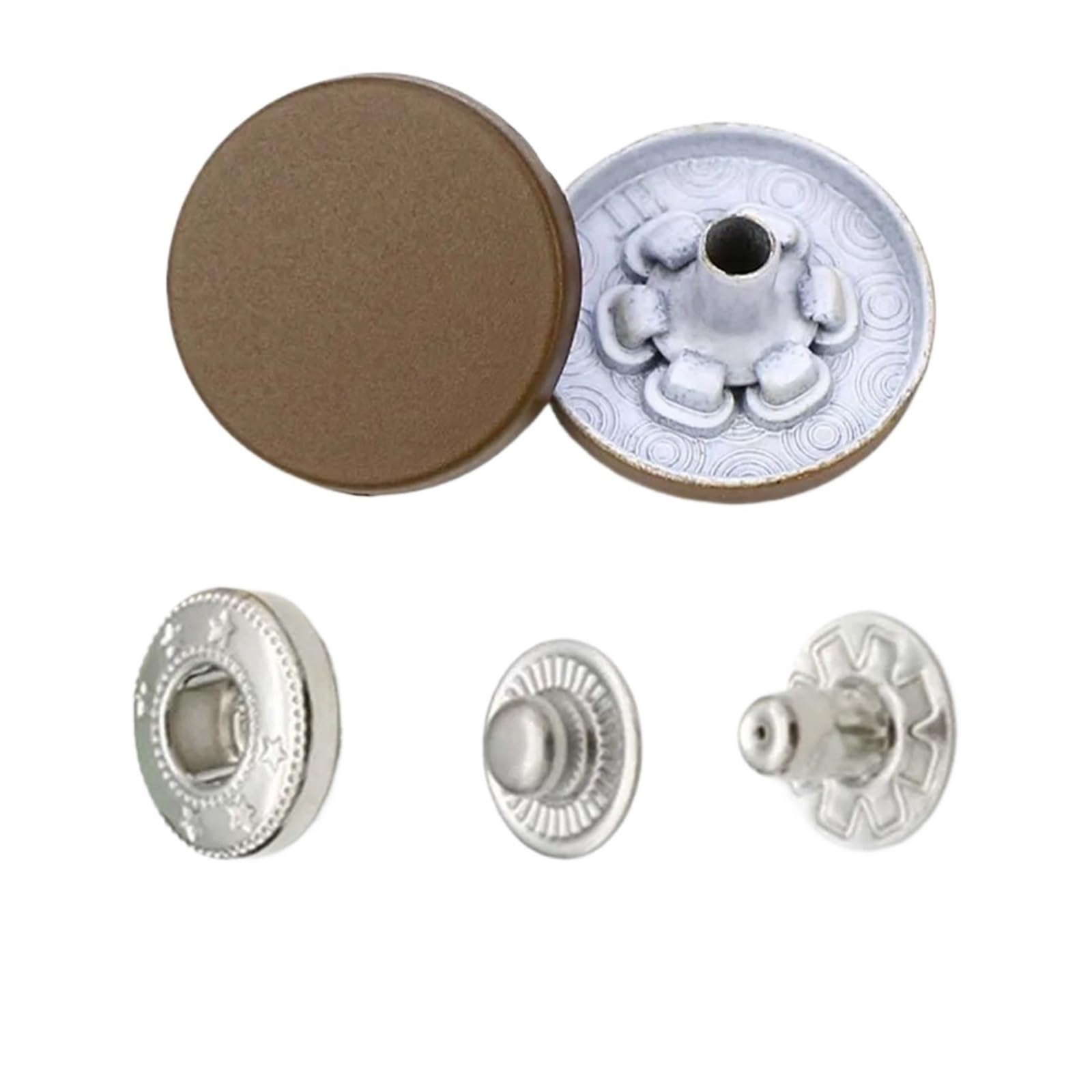Xinglongs H136 Coffee Snap Button Fastener Kit 120Pcs Metal Snaps Buttons 15Mm Copper Zinc Alloy For Sewing Clothes Bags